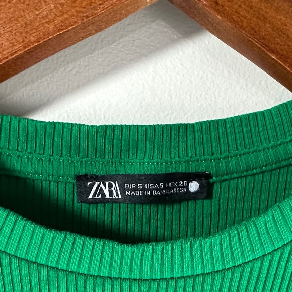Zara Sleeveless Green Midi Dress Ribbed Fitted Size Small - Picture 6 of 8